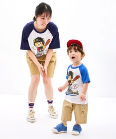 MIKI HOUSE HOT BISCUITS 【家族でおそろい】【155-185cm】ベースボールデザイン(大人用) ラグラン半袖Tシャツ