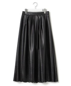 23区 【洗える】フェイクレザーパンチング フレアスカート