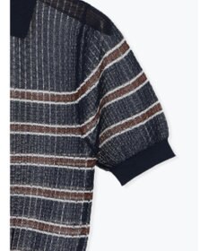 Te chichi 透かしマルチボーダーニットポロ