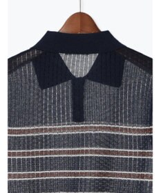 Te chichi 透かしマルチボーダーニットポロ