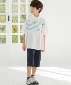 J.PRESS KIDS 【140-170cm】TCブロード パネルボーダープリント シャツ