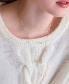 Phoebe 【金属アレルギー対応】ラディアンスビジューYラインネックレス　ゴールド