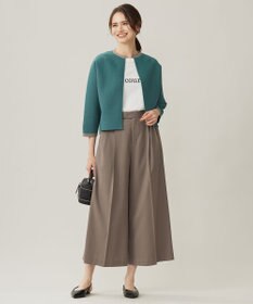 自由区 S 【洗える】TWラチネストレッチワイドクロップド パンツ