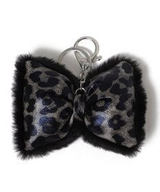 WEGO レオパードPUリボンファーキーホルダー