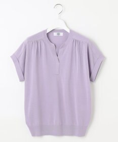 J.PRESS LADIES 【洗える・抗菌防臭】コットンアセテート バンドカラー ニット