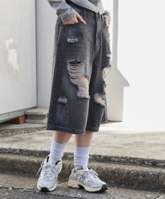 WEGO ダメージデニムハーフパンツ