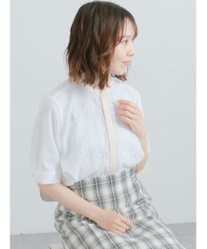 Te chichi フロントレース5分袖ブラウス