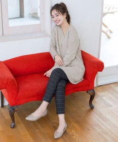 Tiaclasse L 【洗える】Vネックリブニットチュニック