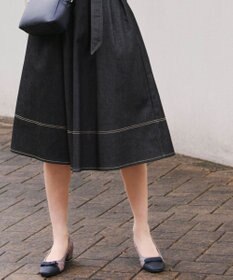 Tiaclasse 【洗える】デニムタックフレアスカート