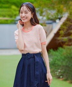 Tiaclasse 【洗える】デニムタックフレアスカート