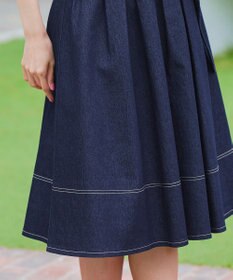 Tiaclasse 【洗える】デニムタックフレアスカート