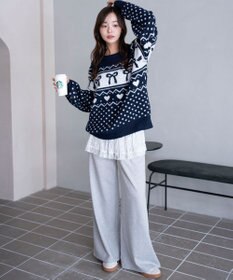 WEGO 【2025年秋冬新作】フラッフィーグラフィックニットBIGプルオーバー