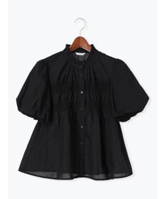 Te chichi スタンドフリル5分袖シャーリングブラウス