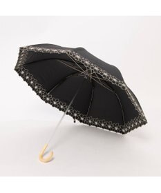 UNBILLION カシュネ cachenez / PUグレースフラワー刺繍トップレス2段折りたたみ傘