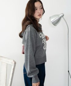 WEGO グラフィックジャガードニットZIPパーカー