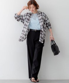 23区 リネンレーヨンストレッチ ワイドパンツ