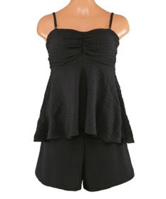 San-ai Resort（三愛水着楽園） WEB限定　ペプラム無地/チェック3点セット水着【Beach Queen（ビーチクイーン）】