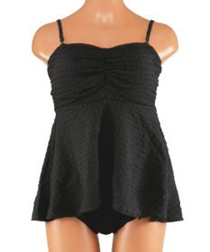 San-ai Resort（三愛水着楽園） WEB限定　ペプラム無地/チェック3点セット水着【Beach Queen（ビーチクイーン）】