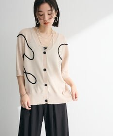 Green Parks 刺繍コードＶネックフレンチカーディガン