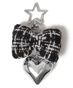 WEGO ツイードリボンハートキーホルダー