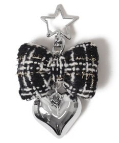 WEGO ツイードリボンハートキーホルダー