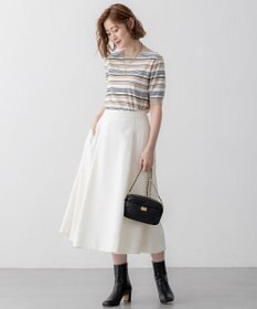 23区 L 【VERY3月号掲載/洗える】プレミアムビオコットン 半袖 マルチボーダー ニット