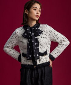 組曲 S 【組曲×setsuko sagittaire】サジテール釦ツイードニットジャケット