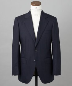 GOTAIRIKU 横に伸びる【TasmaniaWool/タマニアウール】ストレッチ スーツ（ネイビーストライプ）
