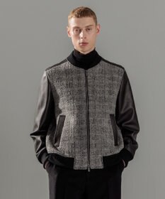 JOSEPH HOMME レザーブロックブークレ　ブルゾン