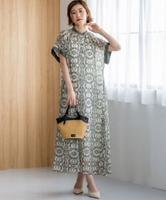 一部店舗限定/速乾性/洗える】モノトーンプリント ワンピース