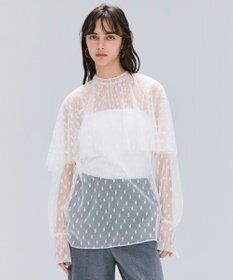 BEIGE， 【洗える・Oggi 11月号掲載】CLOVIS / ケープデザイン総レースブラウス Ecru