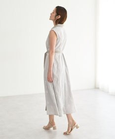 YECCA VECCA ストライプ柄フラワー刺繍ワンピース