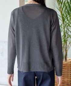 Tiaclasse L Vネックラメニットシアーカーディガン