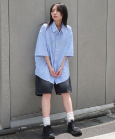 WEGO 【ユニセックス着用ITEM】オックスフォードダメージアップリケシャツ（SS）