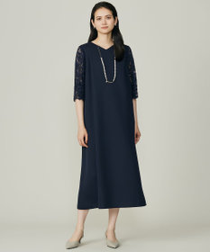 自由区 L 【17号サイズまで展開】フラワーレースダブルクロス ワンピース