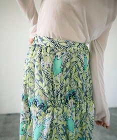 GRACE CONTINENTAL シフォンプリントギャザースカート