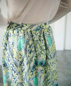 GRACE CONTINENTAL シフォンプリントギャザースカート