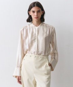 BEIGE， HAUYNITE / シアーストライプバンドカラーブラウス