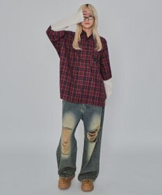 WEGO 【ユニセックス着用ITEM/MLサイズ展開】チェックレイヤードシャツ（LS）
