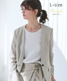 BEIGE， 【洗える・L-size】CAROLE / リネンライクノーカラーハーフ丈ジャケット