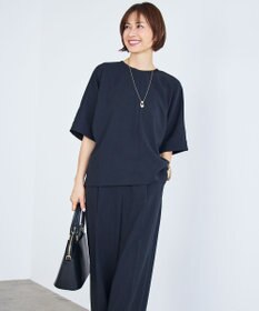 自由区 【カタログ掲載・セットアップ対応・セレモニー・ハレの日・通勤】テクスチャードスーツストレートワイド パンツ