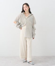 earth music&ecology 【2WAY】２ｗａｙショルダードロストリボンチェックシャツ