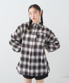 earth music&ecology 【2WAY】２ｗａｙショルダードロストリボンチェックシャツ