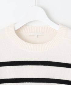 自由区 【洗える】ウールカシミヤブレンドボーダークルーネック ニット