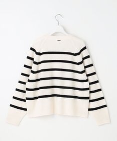 自由区 【洗える】ウールカシミヤブレンドボーダークルーネック ニット