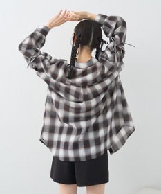 earth music&ecology 【2WAY】２ｗａｙショルダードロストリボンチェックシャツ