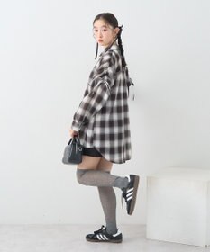 earth music&ecology 【2WAY】２ｗａｙショルダードロストリボンチェックシャツ