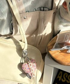 WEGO ツイードビッグハートキーホルダー