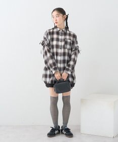 earth music&ecology 【2WAY】２ｗａｙショルダードロストリボンチェックシャツ