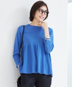 自由区 L 【洗える】ドライコットンハイゲージペプラム ニット